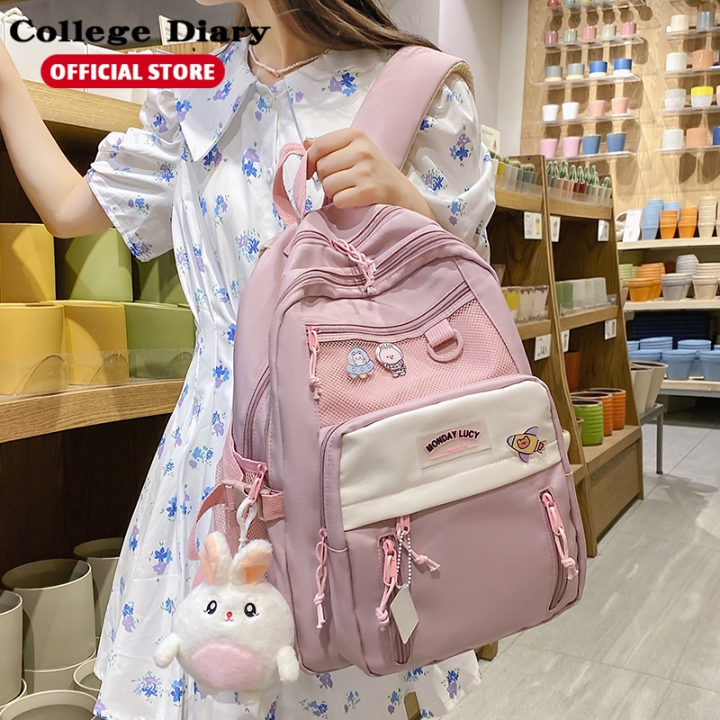 Korean Aesthetic Backpack Student School Bag For Women Waterproof Large Capacity School Bagpack