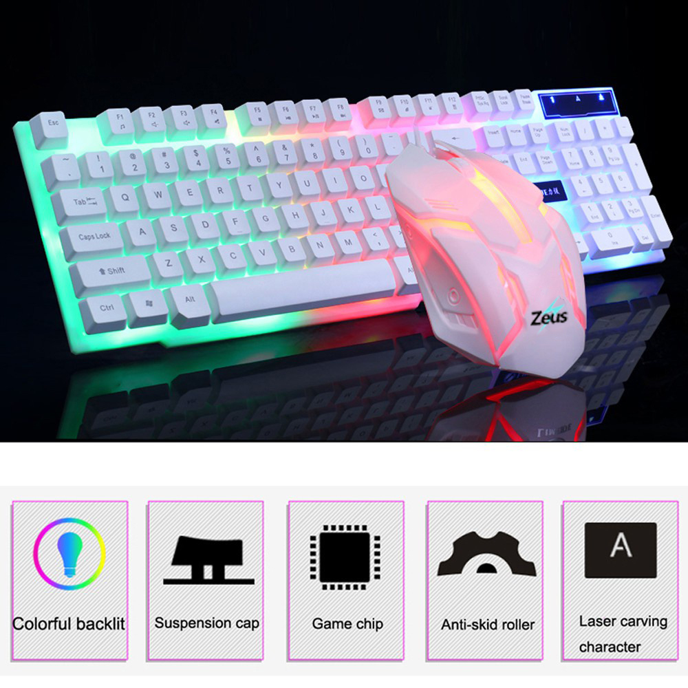 Centri Gaming Keyboard+Mouse Set K004 LED Backlight Wired Keyboard Rainbow Button Mouse Suit Backlit
