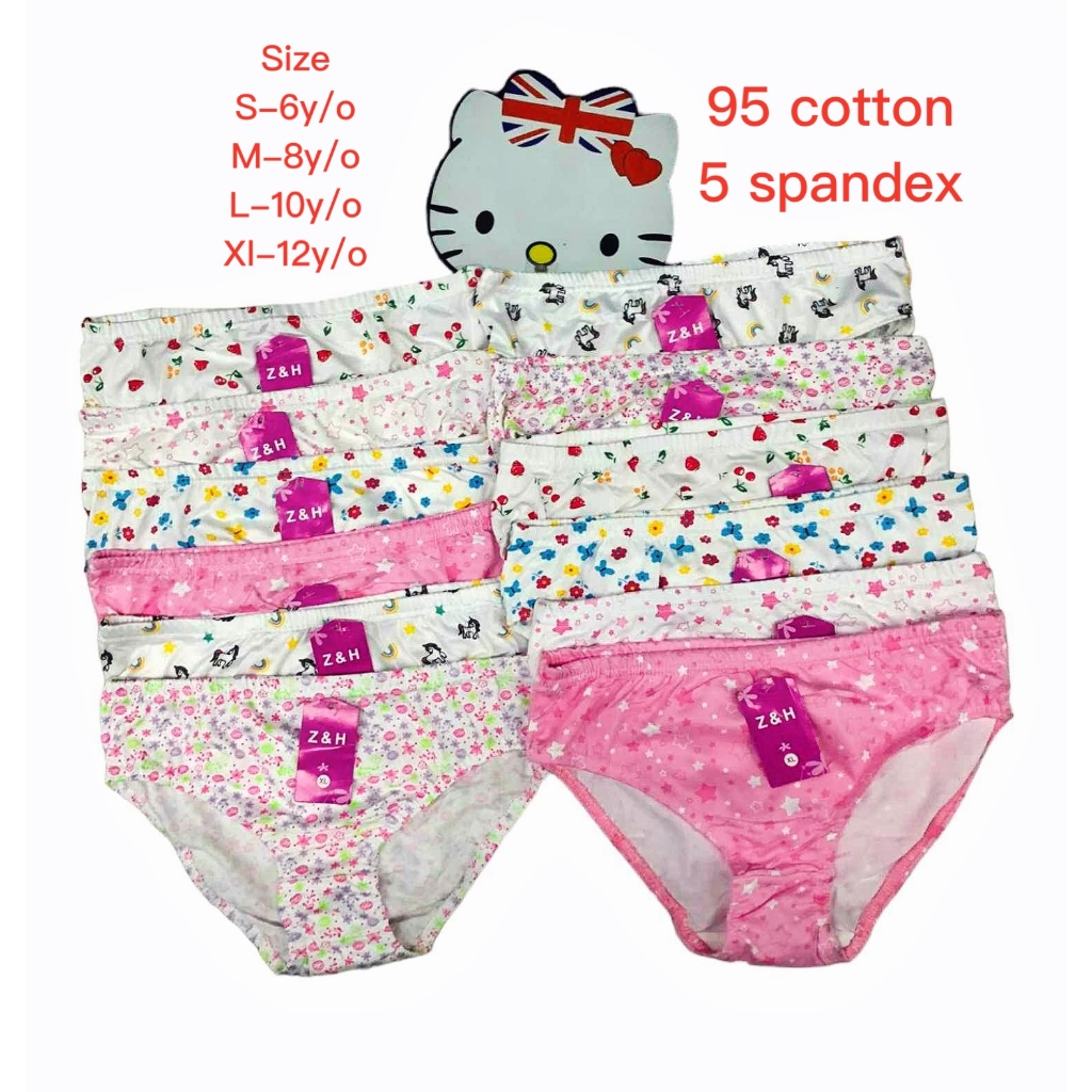 Z&H COD 12PCS-6PCS-PANTY KIDS GIRL WHITE PRINTED