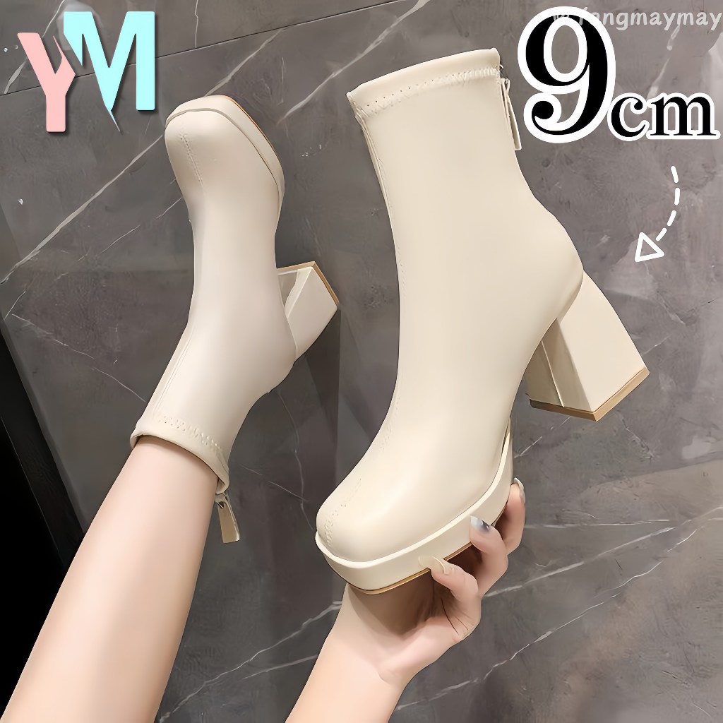 YM Boots for Women Korean High-Cut Fashion 9cm Heel Boots #MD-152
