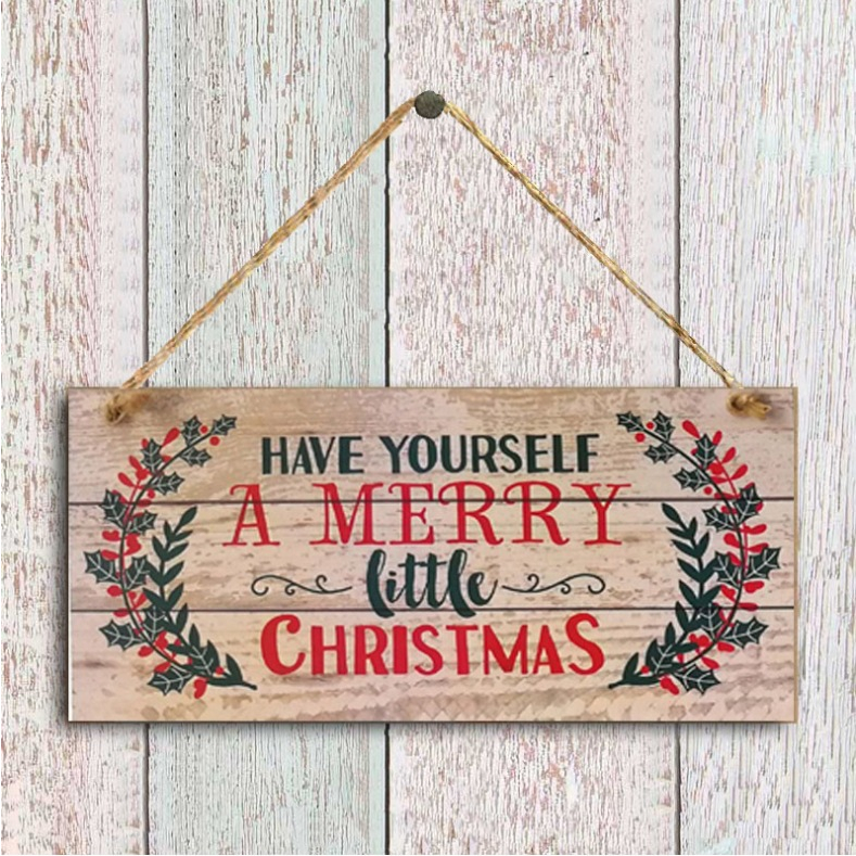 Christmas Wooden Door Hanging Board Christmas Door Decoration Wooden Wall Decor Hanging Home Decor