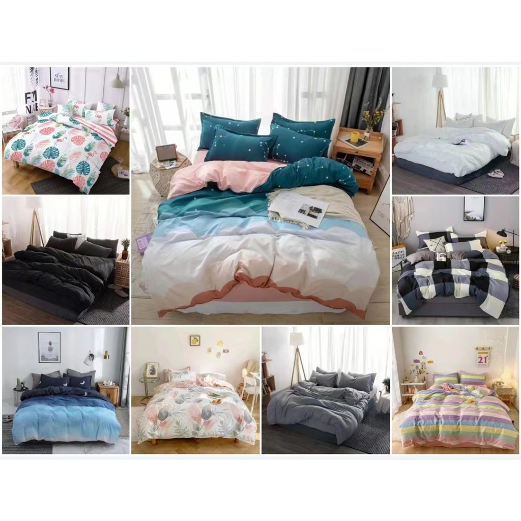JanieHome Full garterize Double Queen King Super 4in1 Bedsheet HighQuality Bedding Set Duvet Cover