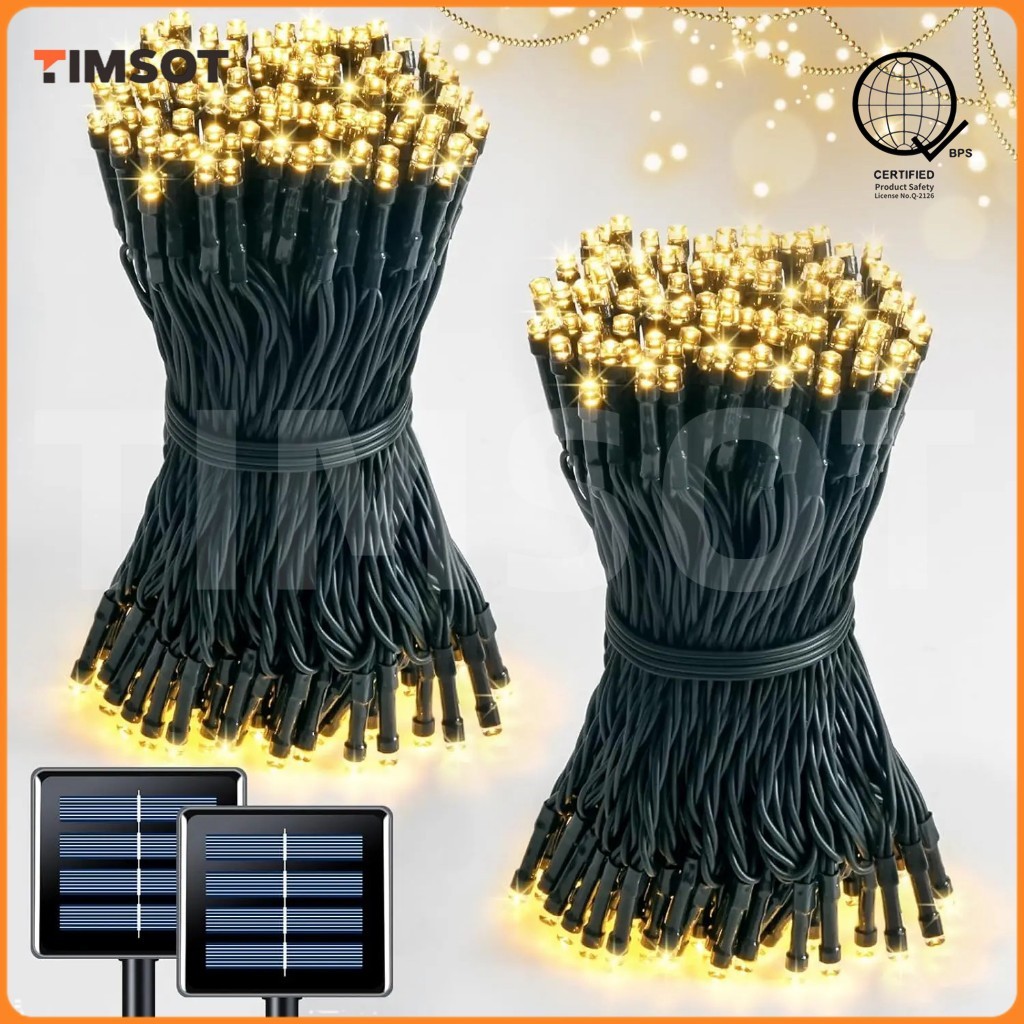 TIMSOT Solar Light String LED 12M Outdoor Waterproof Christmas Decorative Light Garden Courtyard