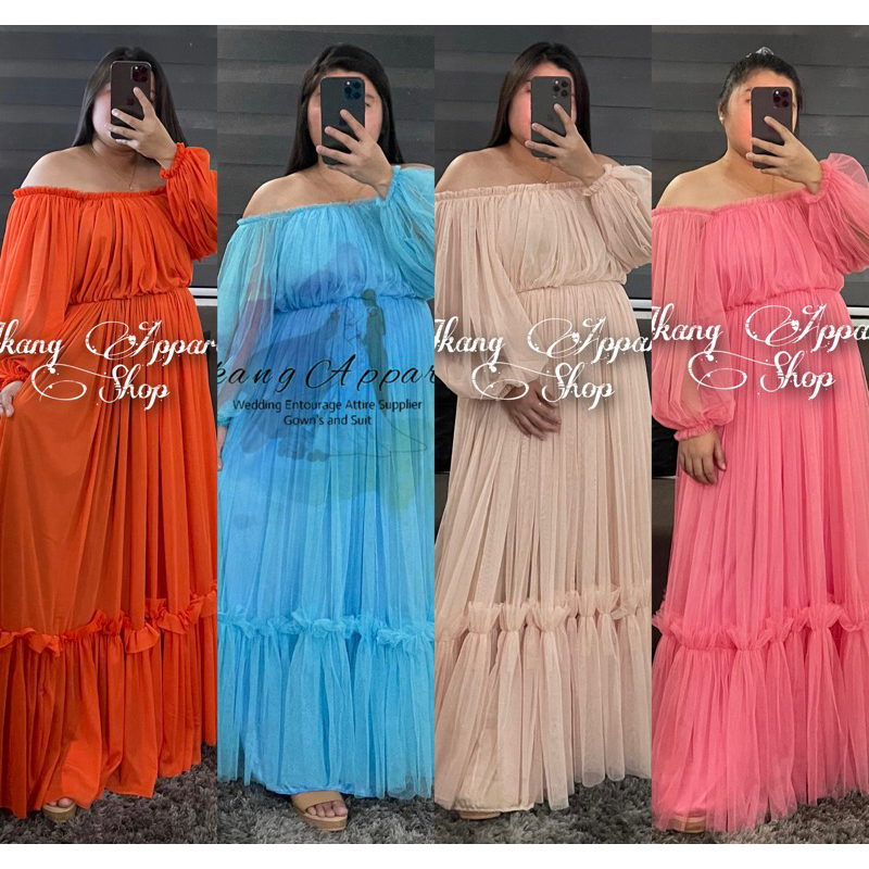 Boho Dress Long Sleeve Tulle fabric