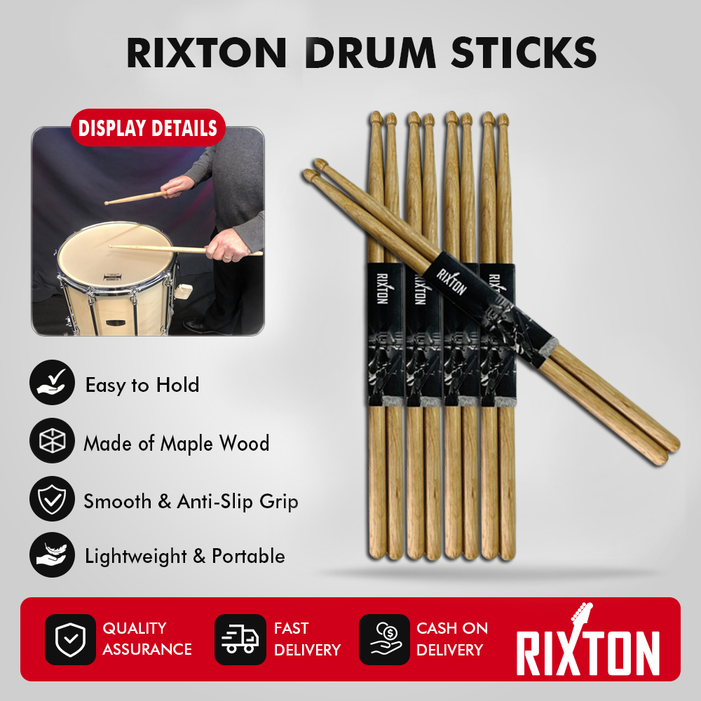 RIXTON 5A/7A 1 Pair Oak Wood Drumsticks Professional Drum Sticks Beginners Practice Drum Sticks