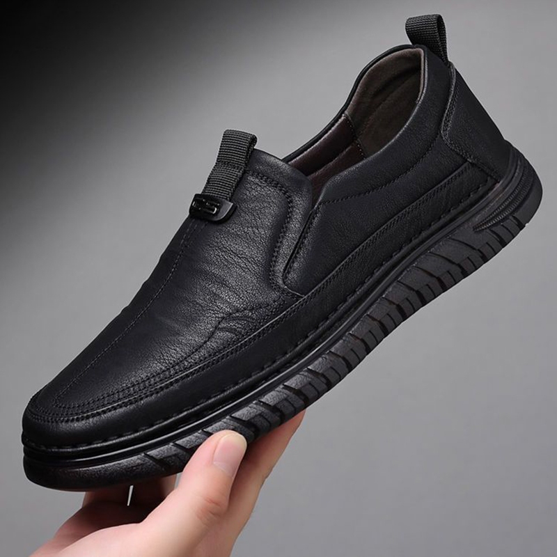Men's Leather Shoes Business Formal Slip On Shoes Black Brown Casual Office School Shoes For Men