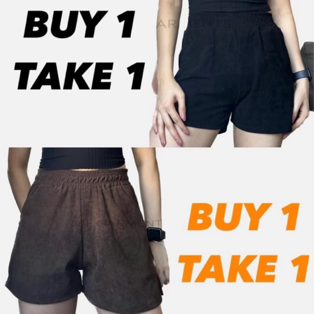 JJF. High Waist Corduroy MAKAPAL Shorts for Women (BIG SIZE & Regular) Basic 2 Pockets