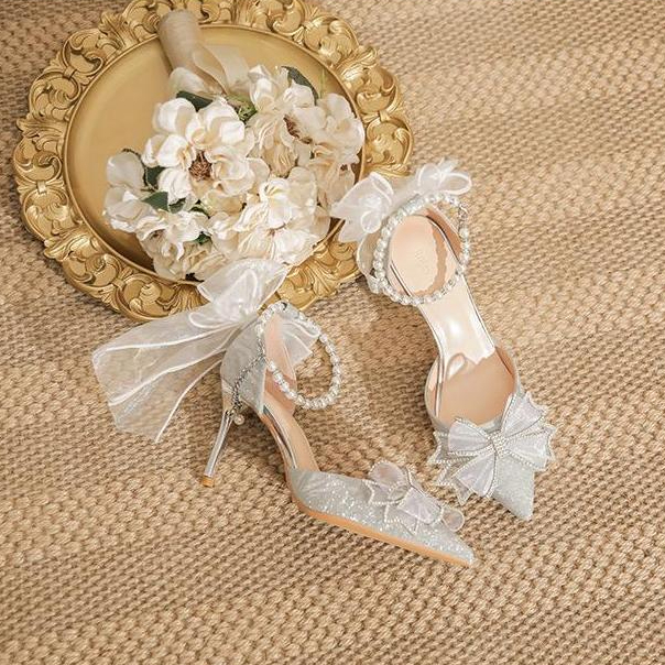 ONEW Korea 3.1 inch wedding fashion high heels butterfly shoes fairy shoes women prom