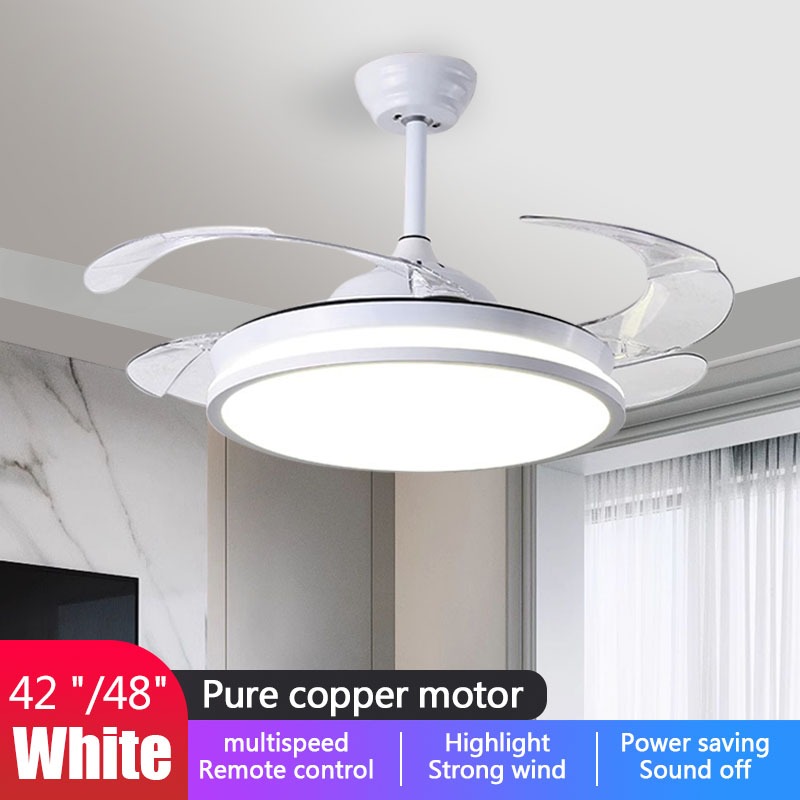 Modern ceiling fan with lights Remote 42/48 Inches Invisible chandelier Ceiling Fan for living Room