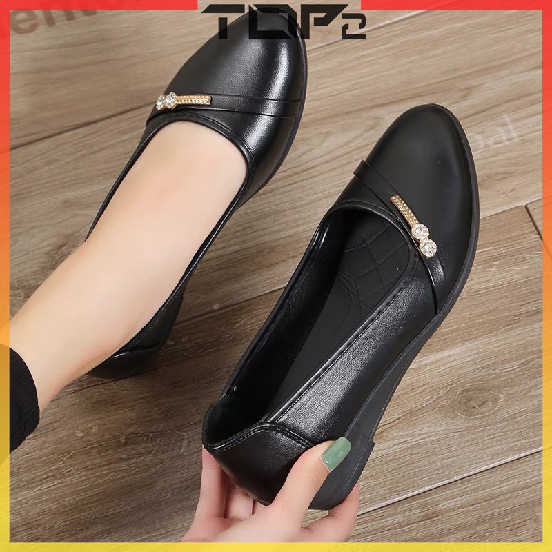 [TOP2] Black Shoes Soft Flat Casual Shoes for Women office school loafer shoes