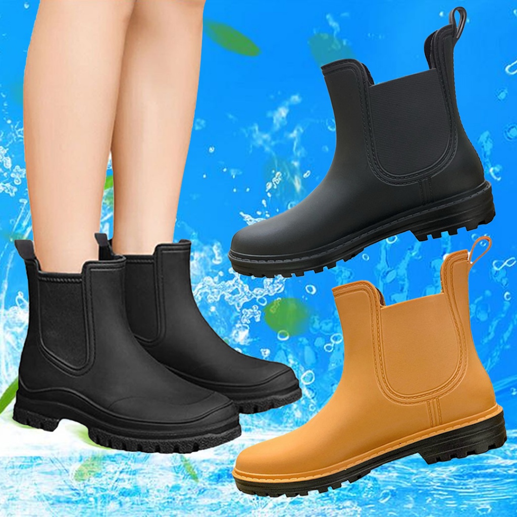 Fashion Women's Rain Boots(Bota) Short Ankle Rain Boots Rubber Booties Outdoor Non-slip Rain Boots