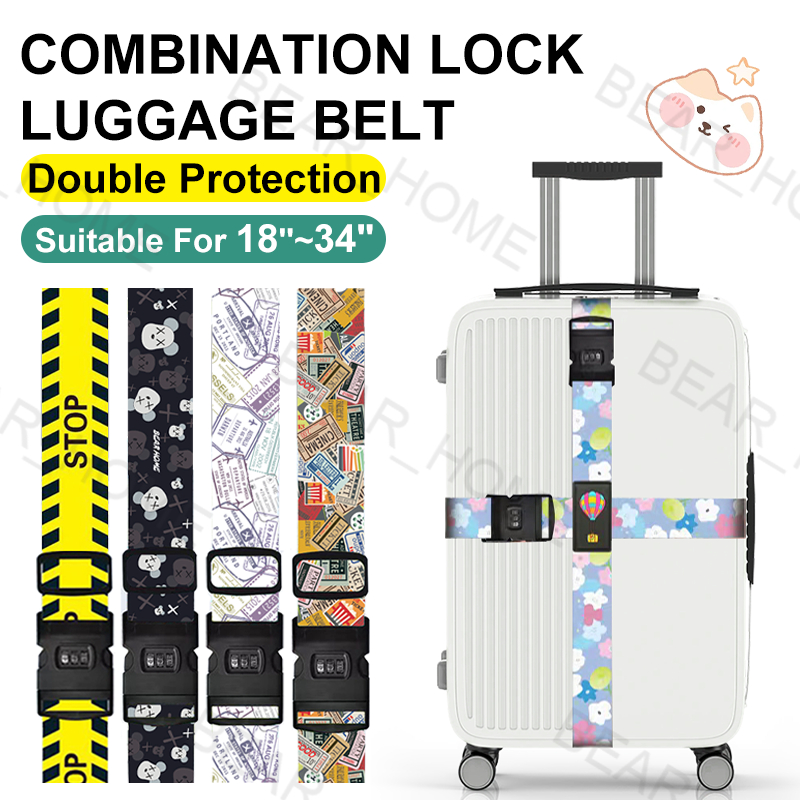 Printed Luggage Straps Cross Straps Travel Adjustable Double Password Locks/ Luggage Strap