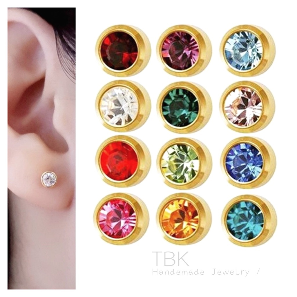 TBK Us 10K Gold Earrings Birthstone Stud Earings for Women 1114e