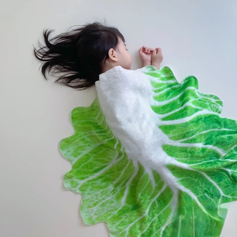 Children's Blanket Toddler Hug Blanket Funny Cabbage Leaves Cute Shape Soft and Comfortable