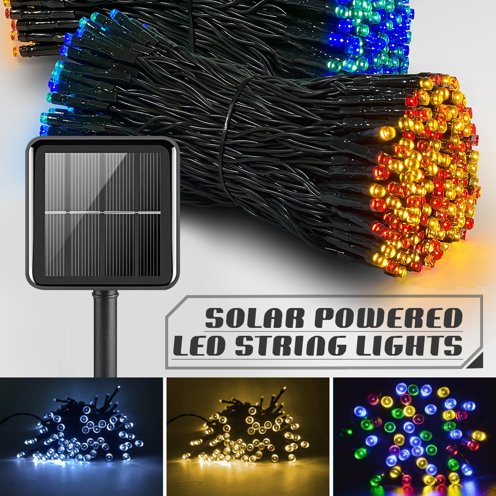 Solar Christmas Lights Outdoor Waterproof 12M Led String Garden Party Curtain Decoration Fairy Light