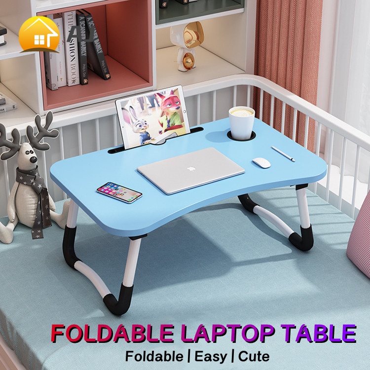 COD Foldable Laptop Table Kids & Adults Study Working Table with Cup Holder Folding Table