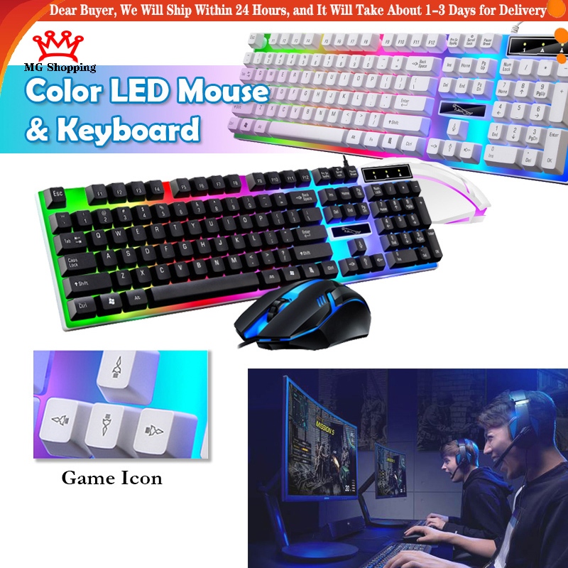 Keyboard And Mouse Set Backlit Gaming Keyboard Wired Keyboard Mouse Combo Colorful button + Mouse