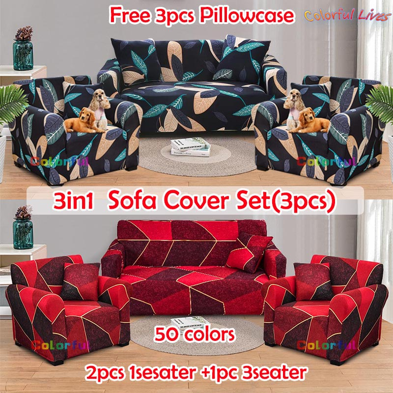 (3pcs) Sala Set Cover Sofa Cover 2 Single and 1 3seater For Home and Living Furniture Cover