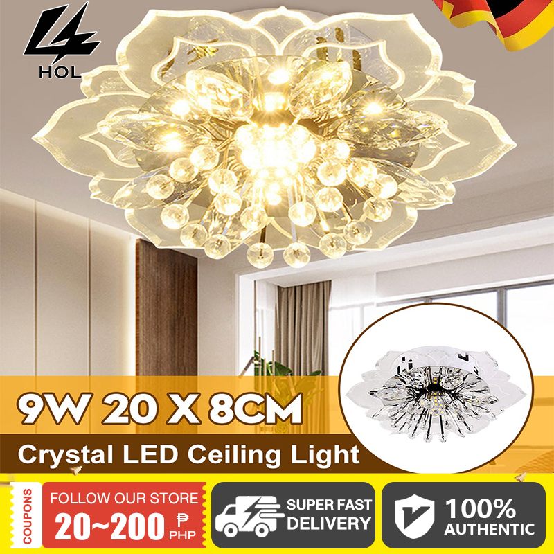 9W Modern Crystal LED Ceiling Light Fixture Hallway Pendant Lamp Chandelier