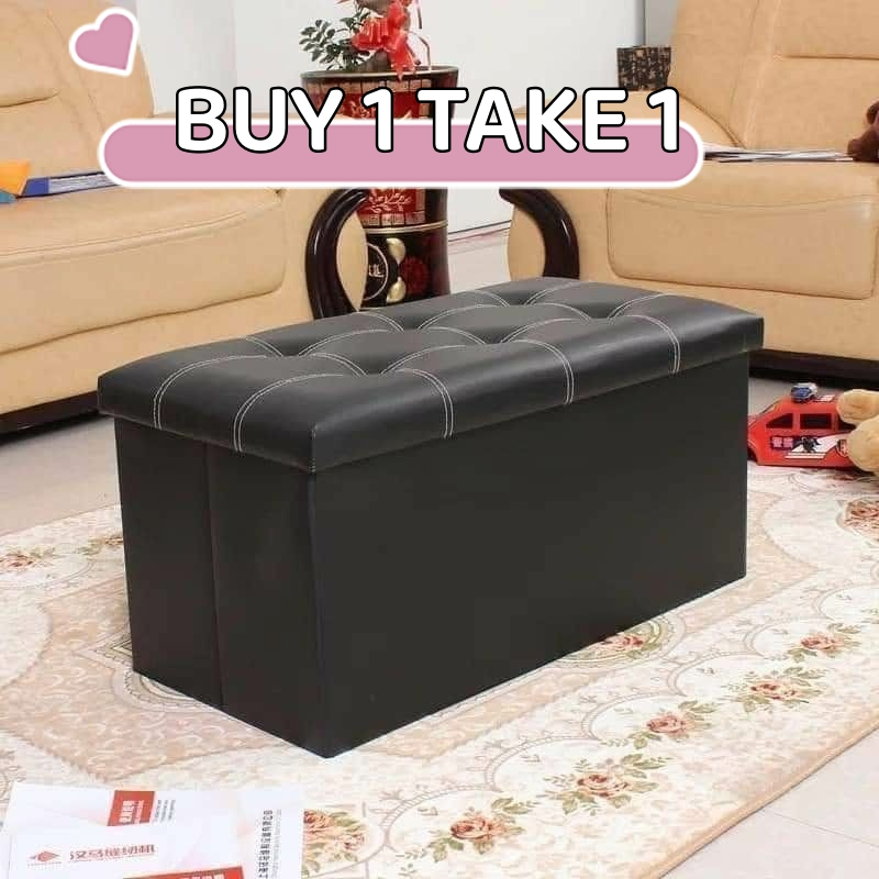 BUY 1 TAKE 1 Multfunctional Foldable Ottoman Storage Foot Stool Waterproof Leather Footstool Storage