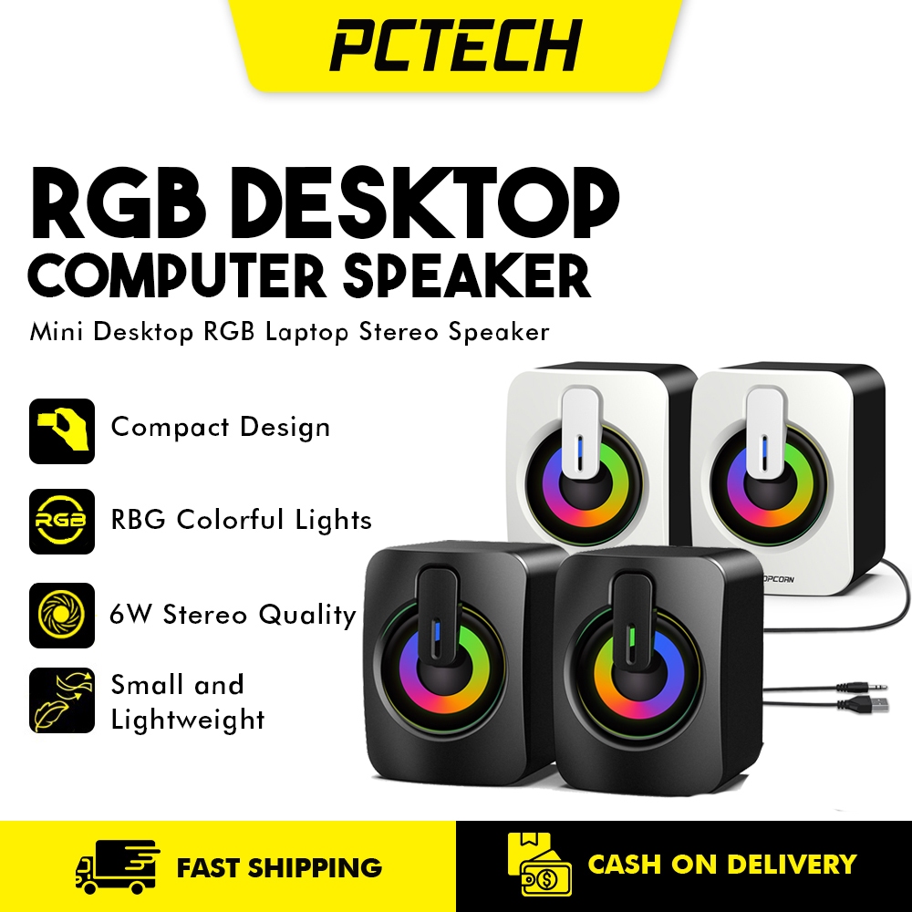 Popcorn Mini Desktop Speaker Laptop Surround Stereo Computer Speakers with 3.5mm Multimedia