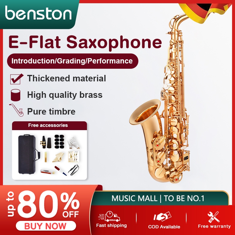 Saxophone Alto E-Key Saxophone Brass Lacquered Alto Saxophone (with Carrying Case Gloves)