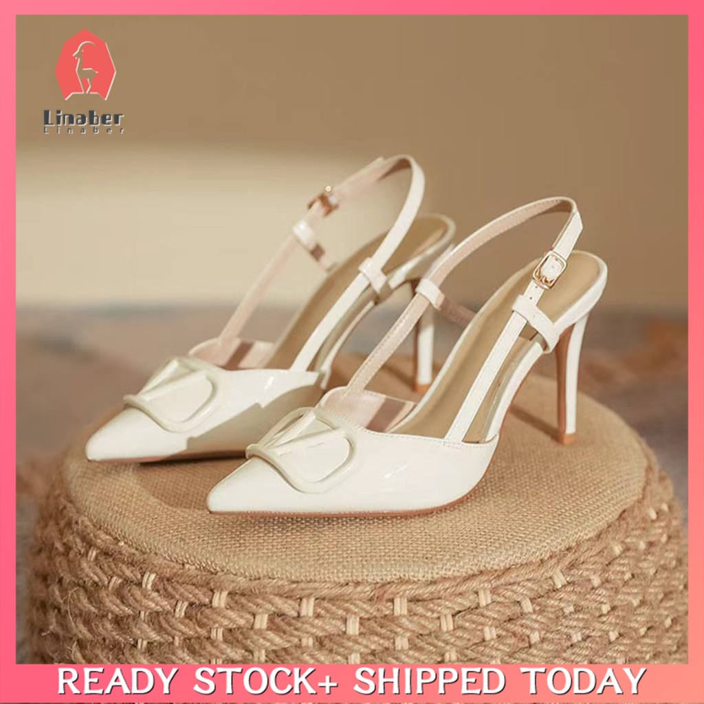 fashion women's leather slim heel sandals pointed high heels