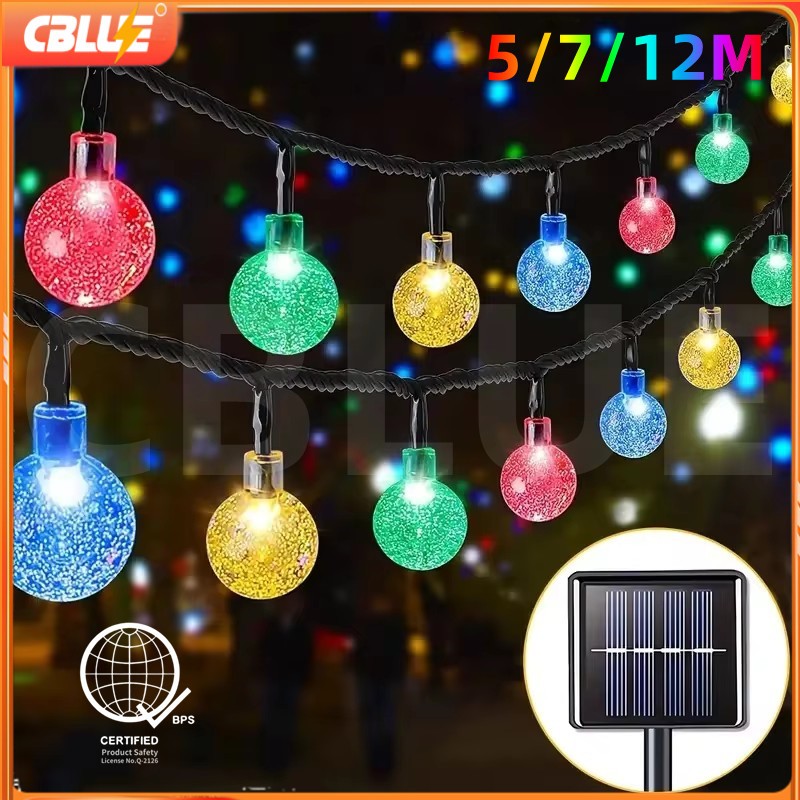 CBLUE Christmas Solar Light 100LED String Lights Waterproof Outdoor Crystal Ball String Light Garden