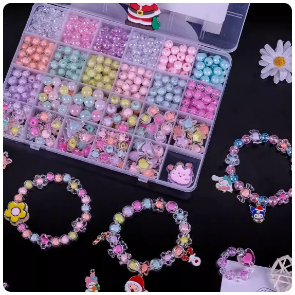 Children Creative DIY Handmade Beaded Toy with Accessory Set 24 Grid Girl Toy DIY Bracelet Making