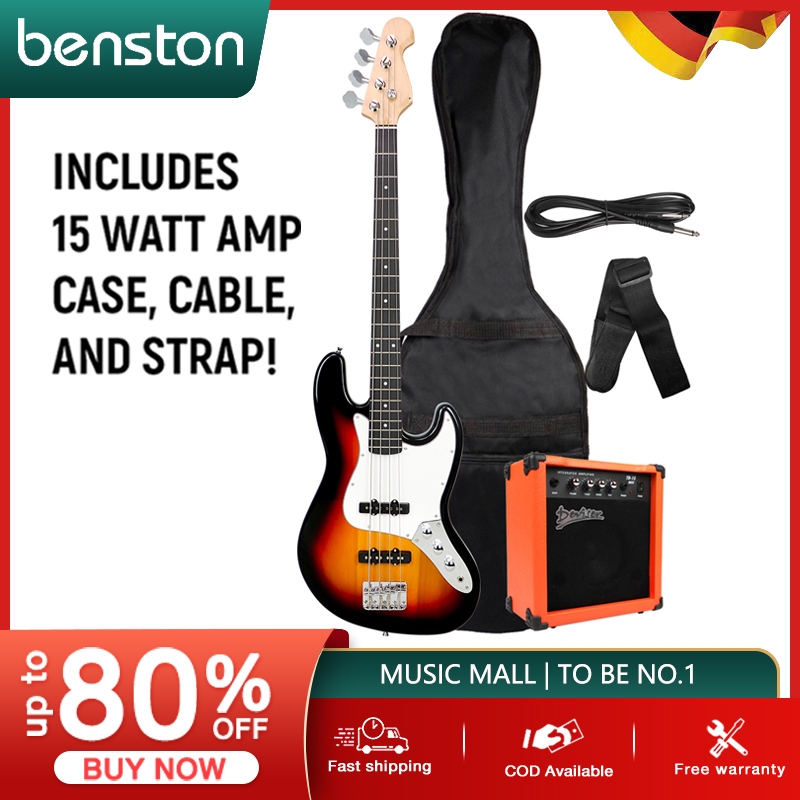 Benston 4-String Jazz Electric Bass Guitar (w ACCESSIRIES / BUNDLE with AMPLIFIER)