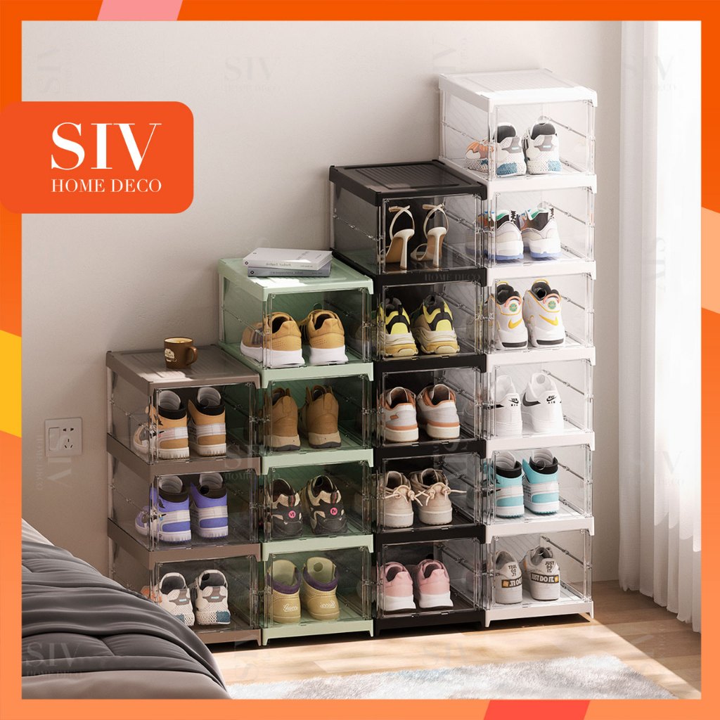 【Free of Installation】SIV Foldable Shoe Cabinet Folding Shoe Rack Box Organizer (2-10 Tiers)