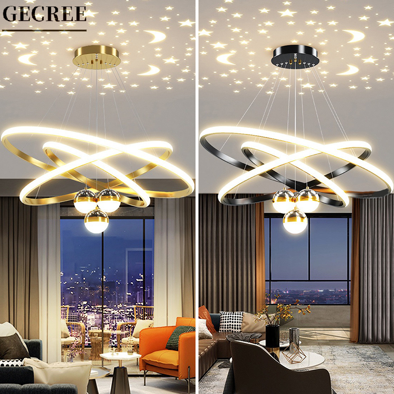Gecree Chandelier Modern Pendant Lamp LED chandelier ceiling light bedroom lamp ring ceiling light