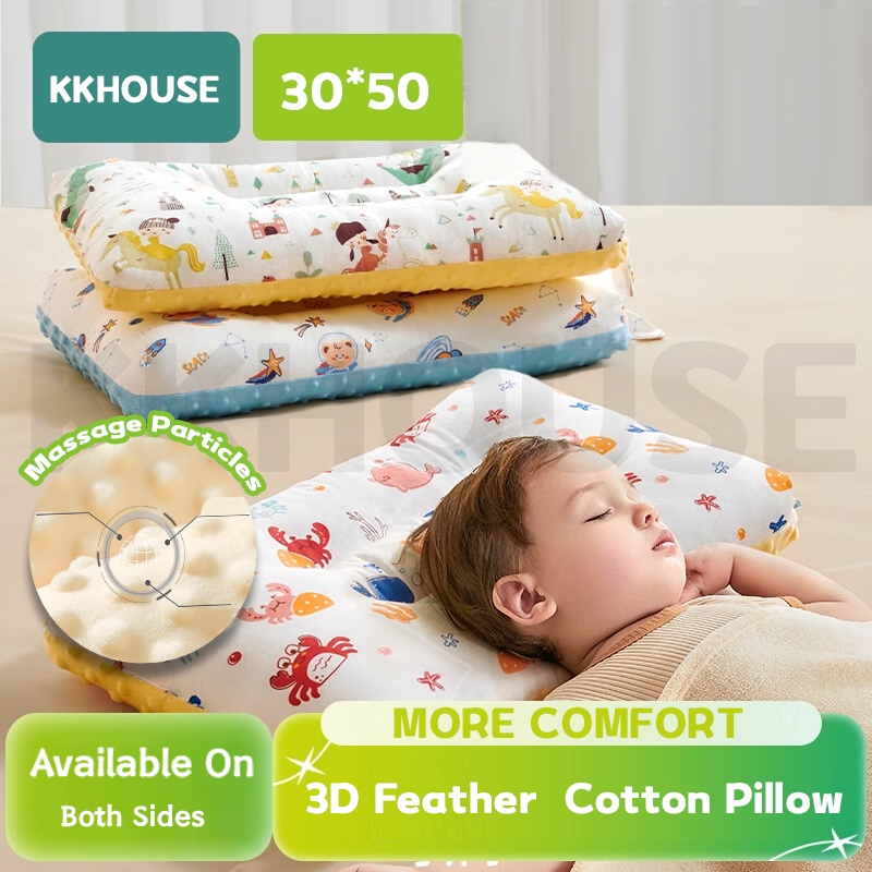 100% Pure Cotton Children Pillow Skin Friendly Baby Grade Head Sleeping Bean Velvet Toddler Pillow