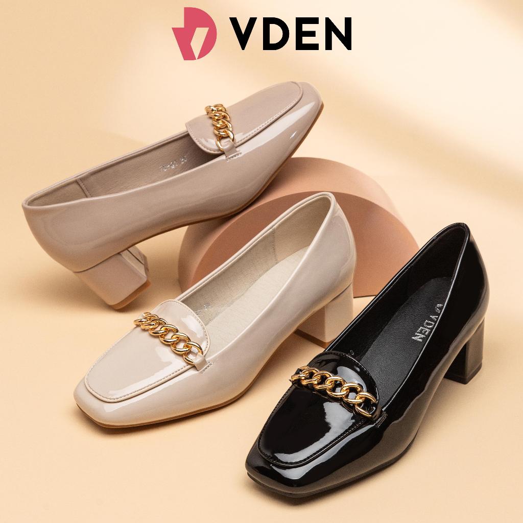 VDEN Loafer Heels Buckle Square Toe Shoes for Women 6CM/2.5INCH Women's Square Toe Thick Heel 78-Q1