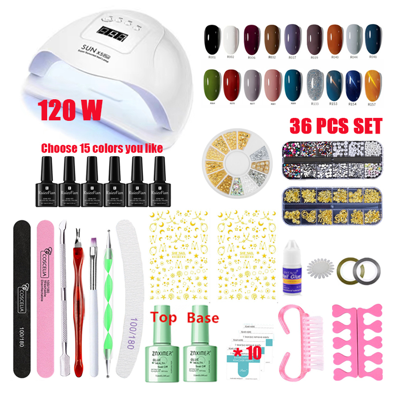 36PCS Gel Nail Polish Set With uv Lamp Gel Nail Dryer 120w Gel Color Nail Set Tools For Manicure Art