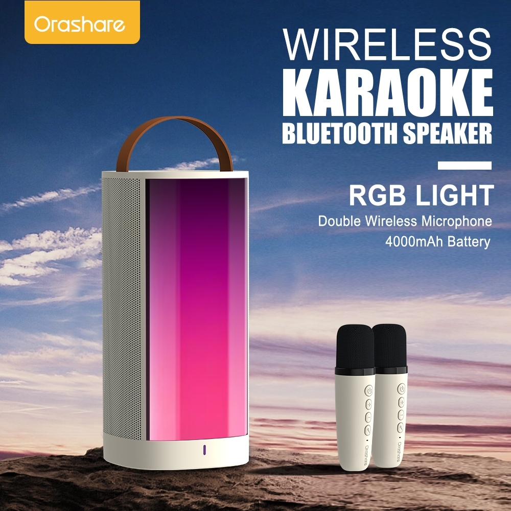 Orashare BS10 Wireless Karaoke Speaker With Dual MIC Sound Outdoor Bluetooth Speaker With RGB IPX4