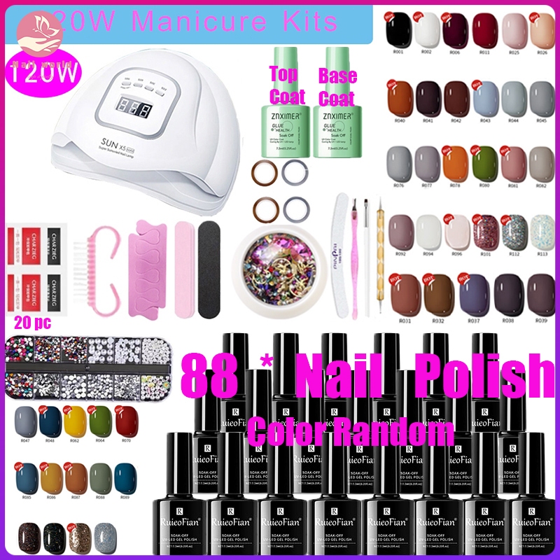 Gel Nail Polish Complete Set with 120W UV Lamp Professional Nail Salon Nail Polish Kit