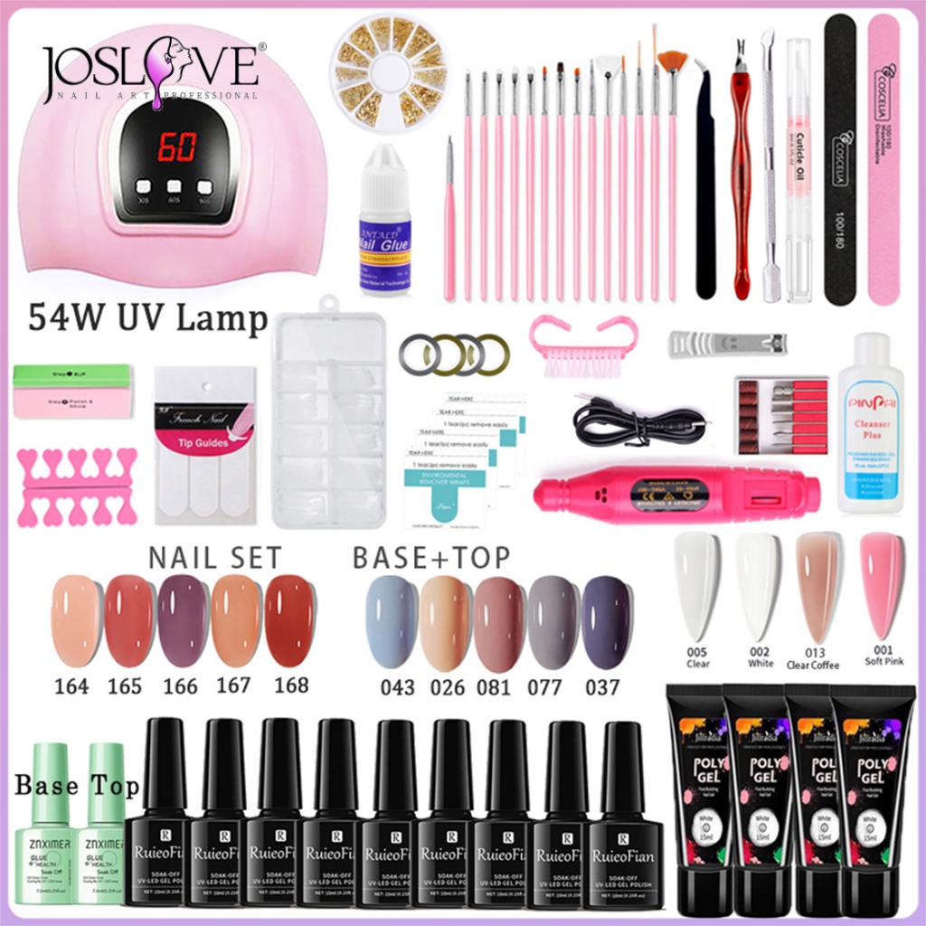 J&L 50pcs Gel Nail Polish Set 10bottles With UV Lamp Soft Gel Nail Lamp Dry Light Nail Electric Dril