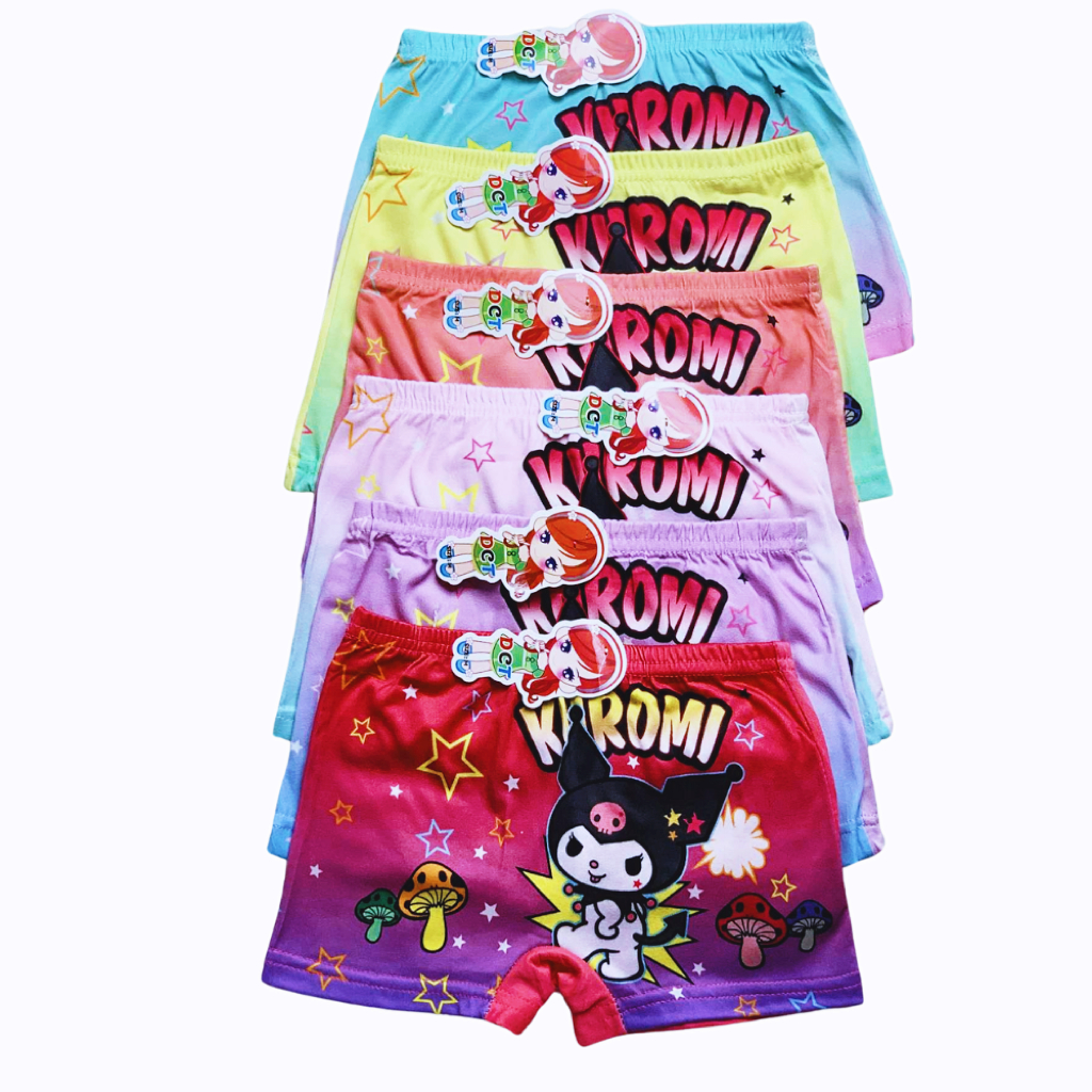 COD 6-12pcs kids boxer for girls cartoon design shorts for girls (4-9yrs)