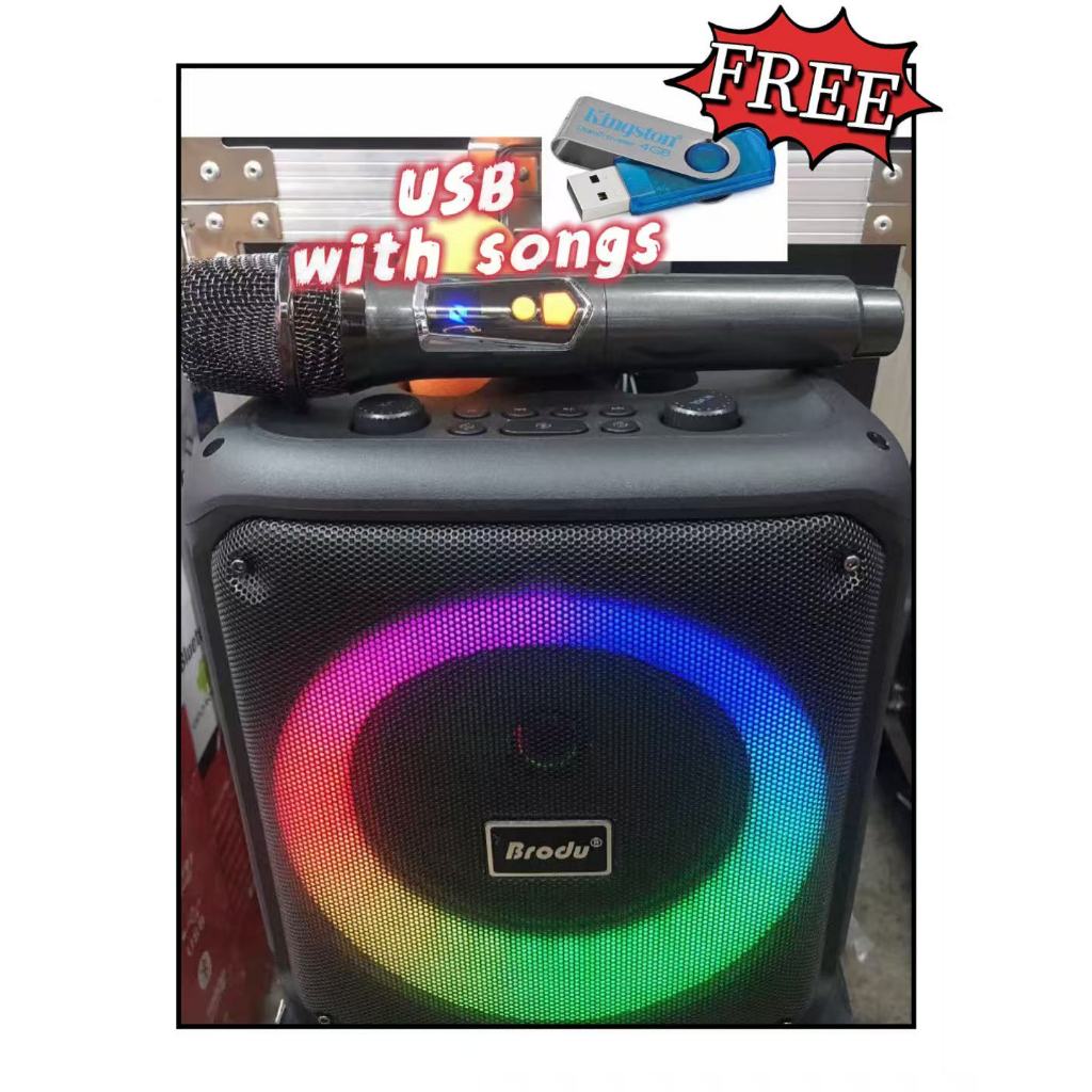 Brodu BTS-1935 bluetooth 6.5 (FREE USB with music) speaker stereo system sound Karaoke wireless Mic