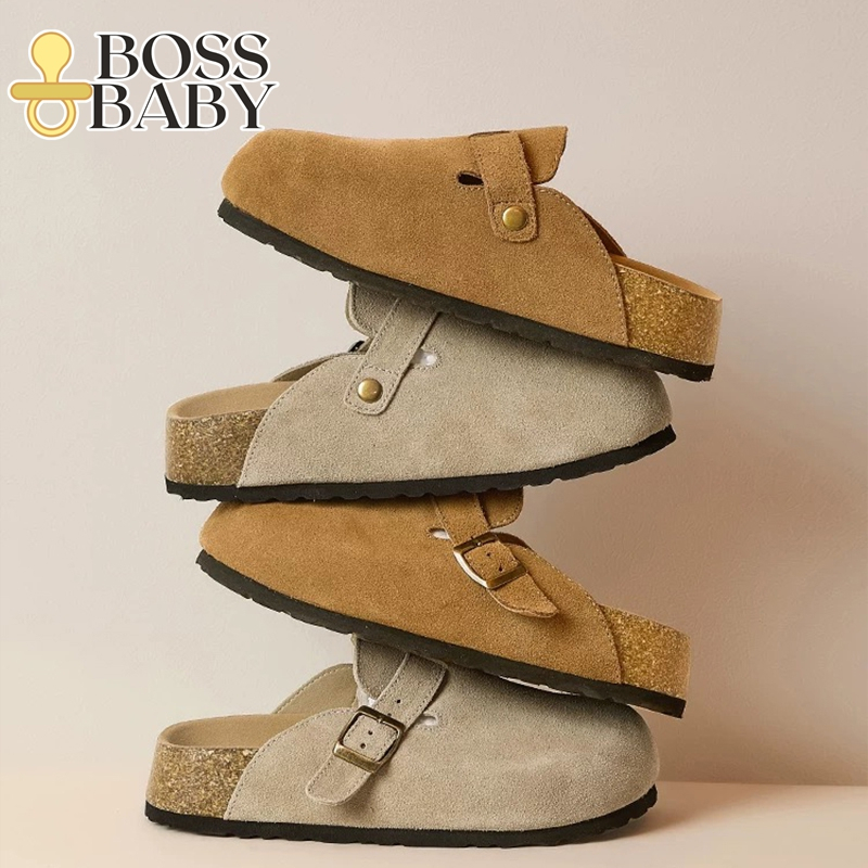 Boss Baby Leather Loafers For Kids Girls Material Trendy Korean Fashion Non-slip Slippers For Kids