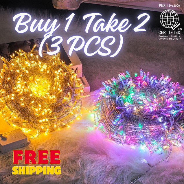 Buy 1 Take 2 Christmas Fairy String Lights 100 LED 10M Multicolor with 8 Lighting Mode Party Decor