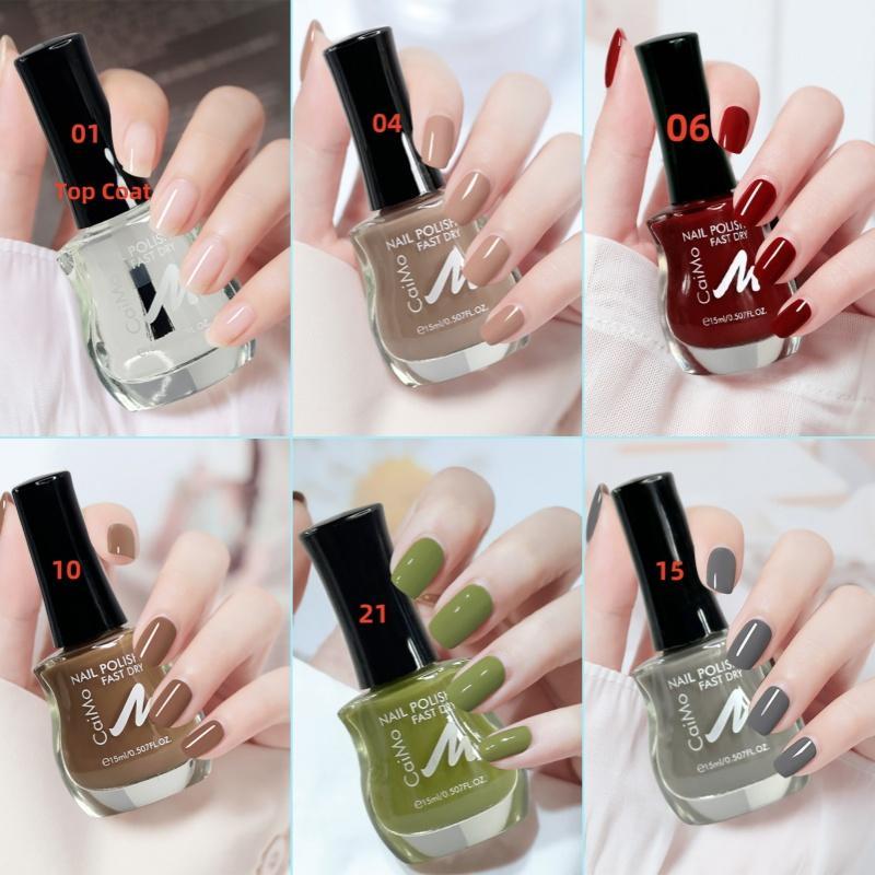 6Pcs Set CaiMo Oily Nail Polish Quick Drying Long Lasting No-Bake Nail Polish