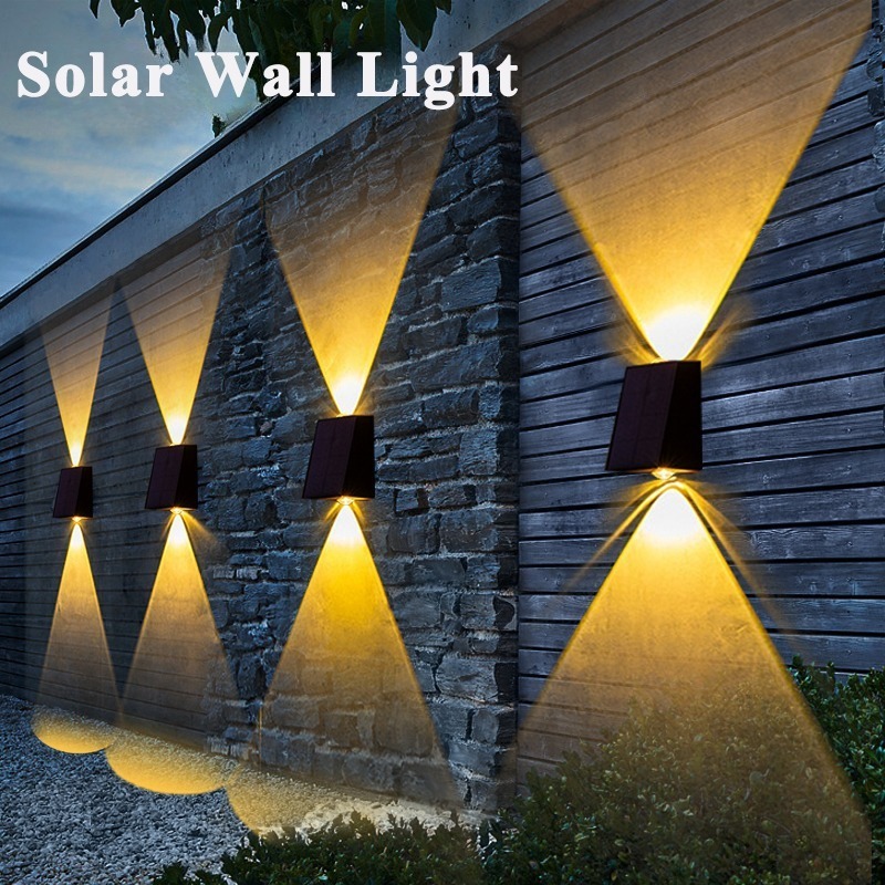 NEW Upgrade LED Outdoor Solar Wall Lights Waterproof Up Down Washer Garden Light For Fence Villa Pat
