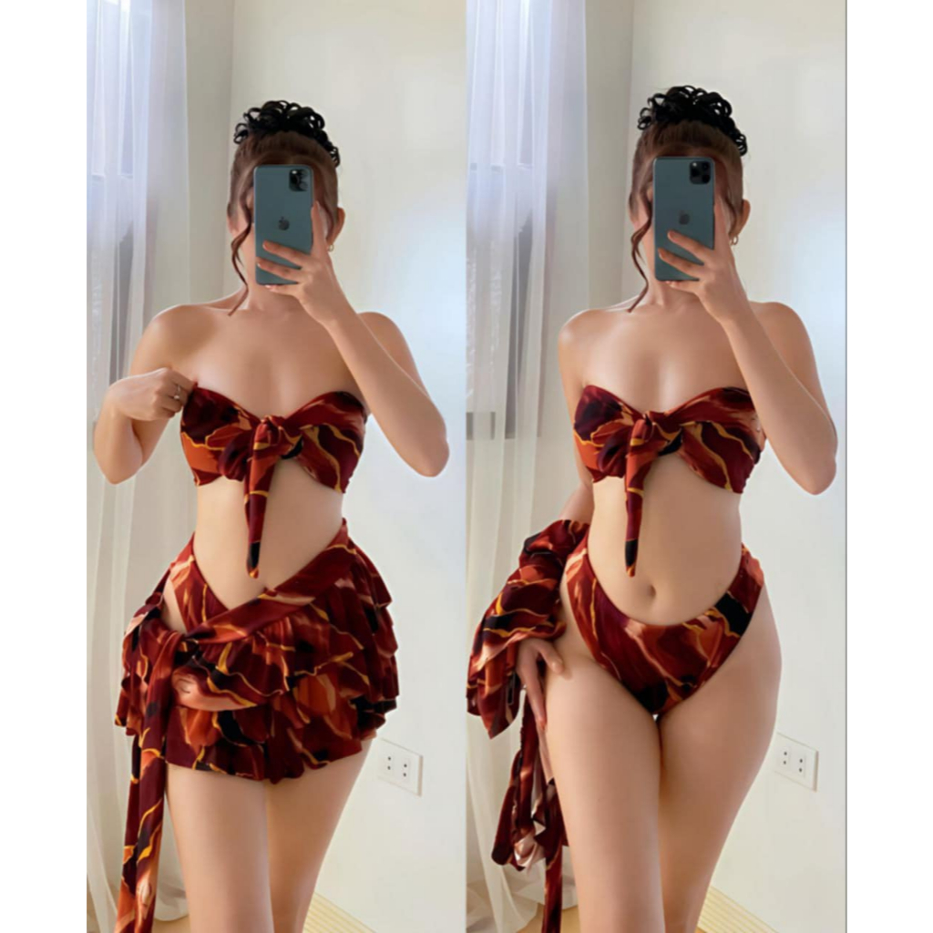 PADDED!! DBS ELISA 3 in 1 Swimsuit Quality Knit Fabric SMALL to LARGE Sexy Casual Korean Cute Summer