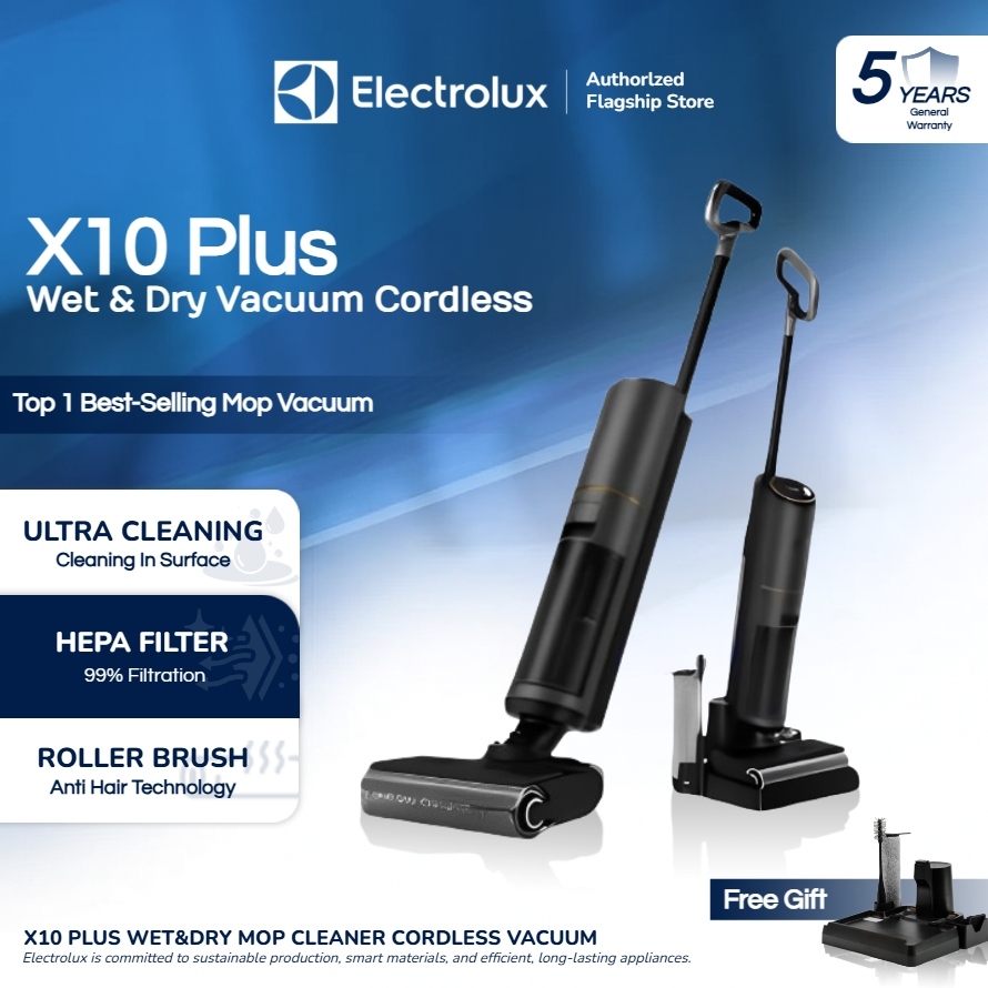 Electrolux X10 PLUS Power 39,000PA Wet & Dry Vacuum Cordless Cleaning 99.9% Sterilization LCD Auto