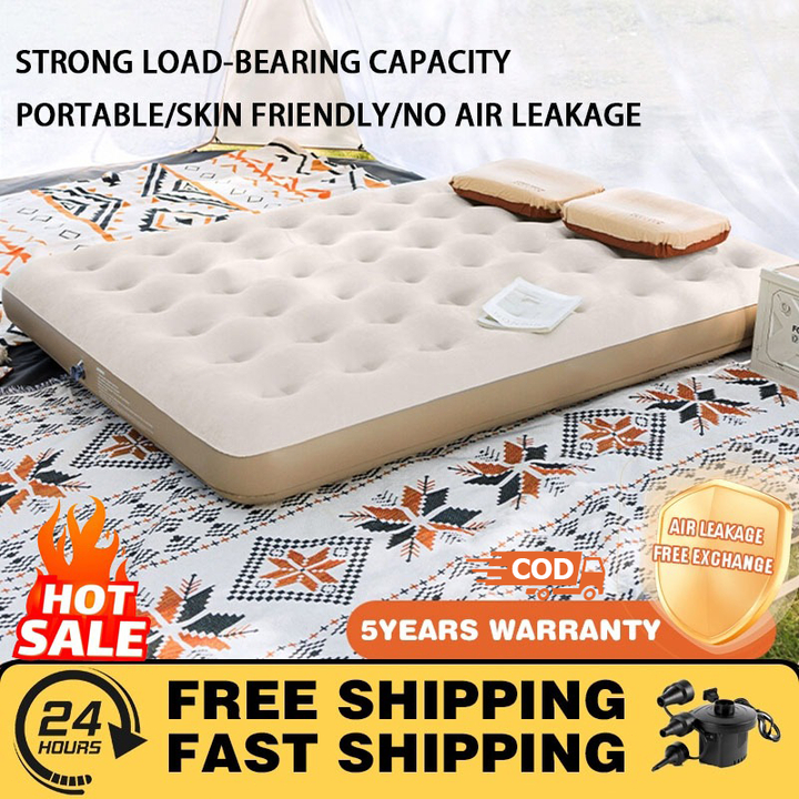 【COD】Camping Air Bed Inflatable Bed Double Person Airbed With Free Manual Airpumn And Flectric Pumn