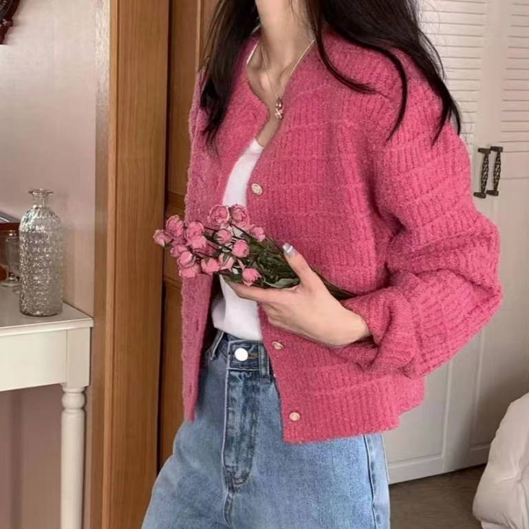 Autumn Women's Vintage Round-Neck Elegant And Fashionable Loose Long Sleeved Knitted Coat L2226