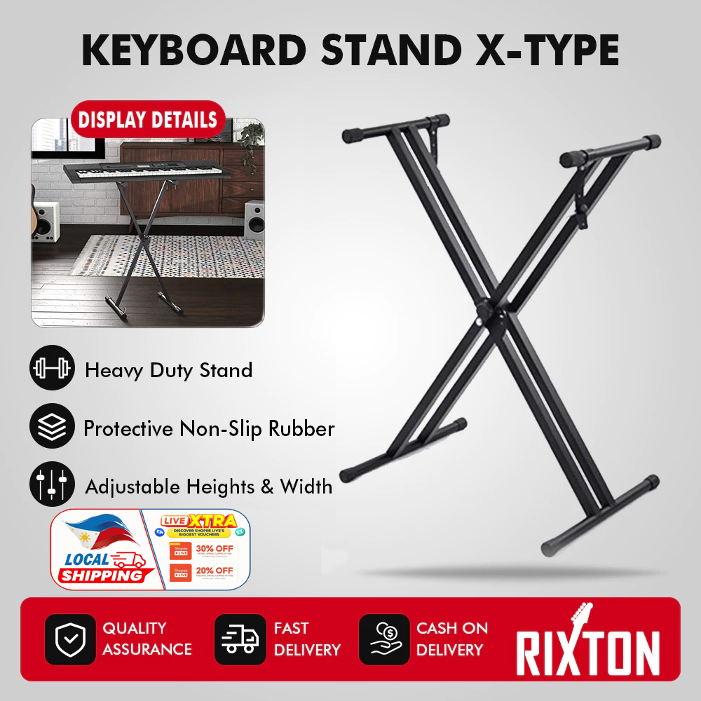 RIXTON Keyboard Portable Stand X-type Folding Piano Keyboard Rack Metal Stand for 54/61/76 Keyboards