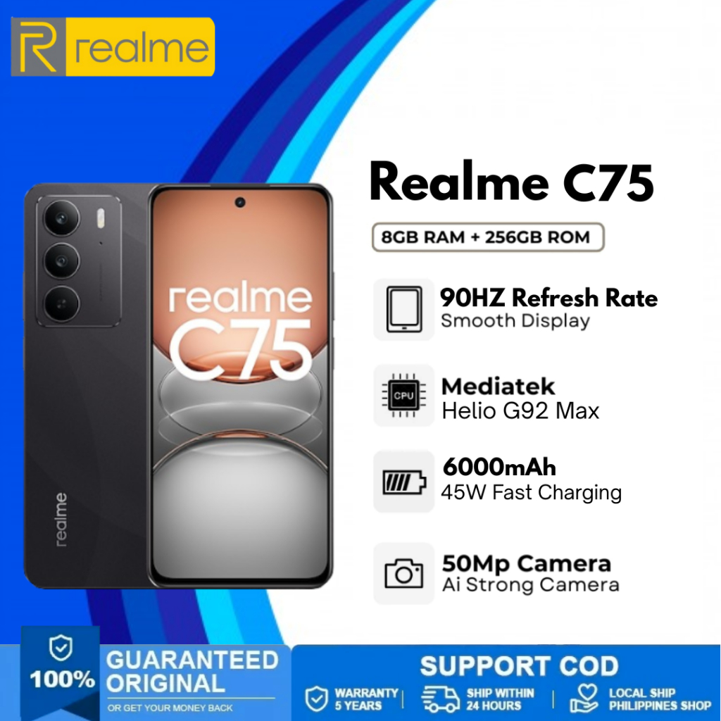 Realme C75 5G | 8GB+256GB | 6000mAH Massive Battery | 6.72 inches 50 MP Camera 5 year Warranty